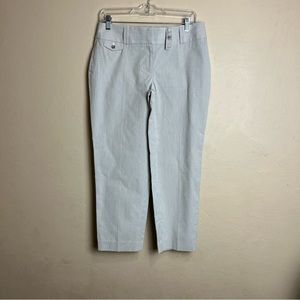 Loft Womens Pants Gray‎  White Striped Julie Cropped 100% Cotton Pockets Size 4